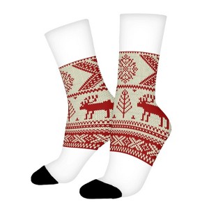 Christmas Deer And Snowflakes Women Printed Crew Socks Funny Funky Socks Soft Polyester Novelty Gifts for Artists Men - 1 of 1