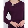 INSPIRE CHIC Women's Asymmetrical Neckline Long Sleeve Wear to Work Sheath Dress - 4 of 4