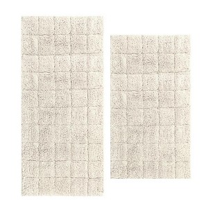 Knightsbridge Summer Tile 220 GSF Non Skid Back Bath Rug Set - 2- Piece - 17"x24" and 21"x34", Ivory - 1 of 2