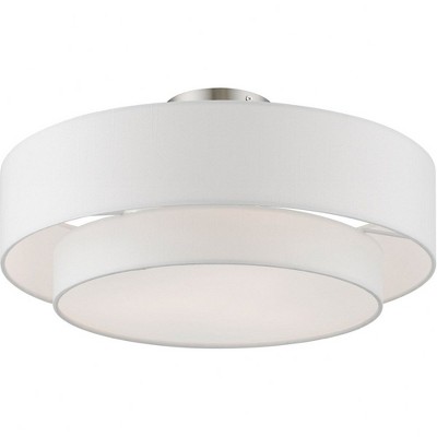 Meridian Brushed Nickel 3-Light LED Semi-Flush Mount with Glass Diffuser