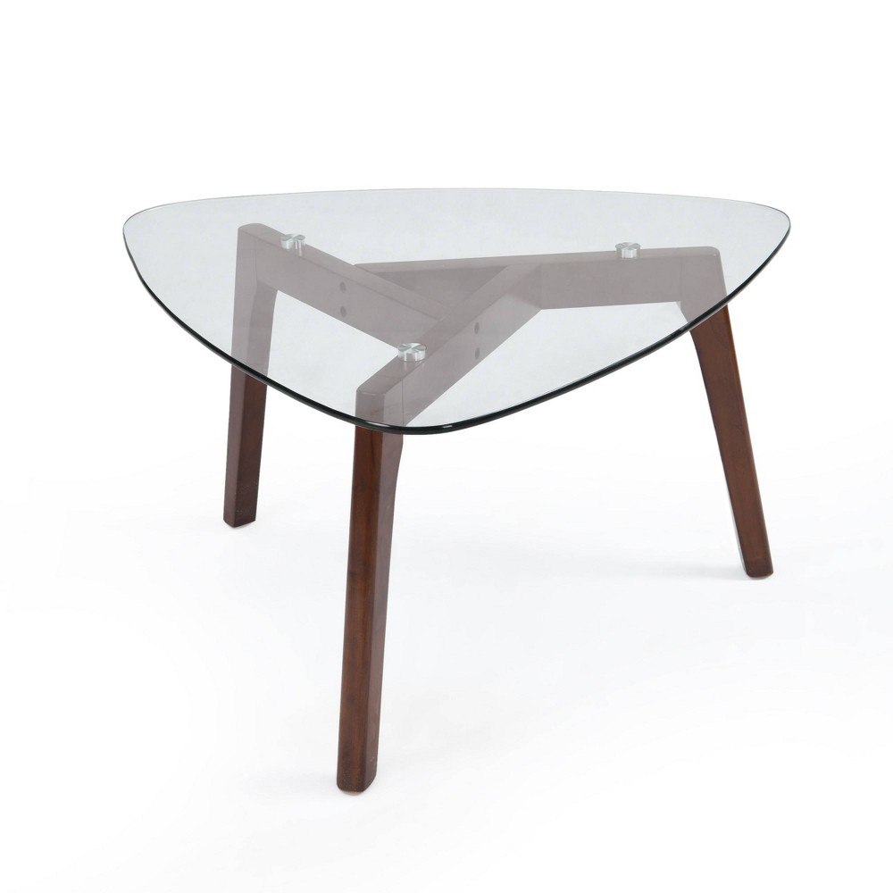 Photos - Coffee Table Wasco Mid-Century Modern  with Glass Top Walnut - Christopher