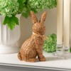 Sullivans 7.75" Brown Woven Patterned Resin Bunny with Raffia Bow - 3 of 4