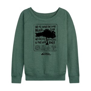 Women's - Avatar: The Last Airbender - Same Roots Lightweight French Terry Wide Neck Long Sleeve Shirt - 1 of 4