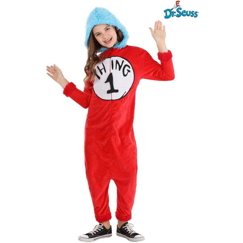 HalloweenCostumes.com Small/Medium   Dr. Seuss Thing 1 and Thing 2 Jumpsuit Costume Kids., Black/White/Red, 4 of 7