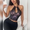 Clearlove Women's Mesh Sheer Long Sleeve Bodysuit Lace Floral Sexy See Through Tops Jumpsuit Bodysuit for Women Going Out Tops - 3 of 4