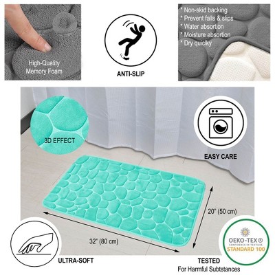 Aqua Blue Memory Foam Pebble Bath Mat 32" x 20"