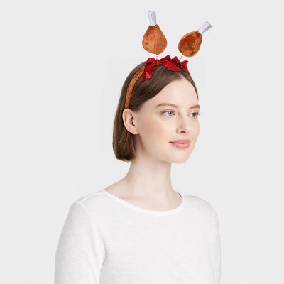 Thanksgiving Turkey Leg with Bows Headband - Brown - image 2
