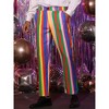 Lars Amadeus Men's Regular Fit Flat Front Color Block Rainbow Striped Trousers - 2 of 4