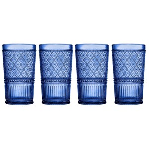 Godinger Silver Set of 4 Claro High Ball Glasses Blue: Crystal Drinkware, 17 oz Capacity, Dishwasher-Safe, 5.91" Height - 1 of 3