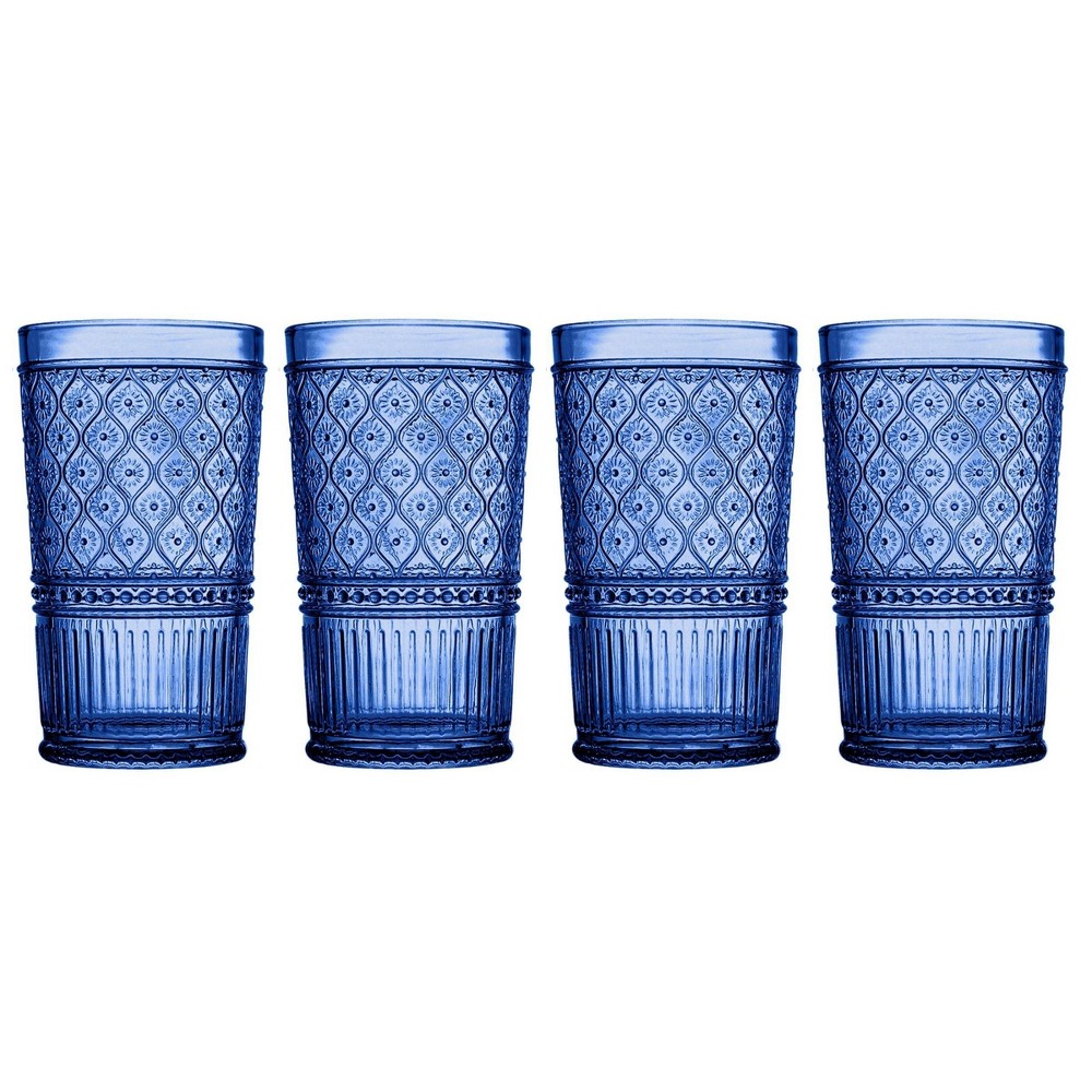 Photos - Glass Godinger Silver Set of 4 Claro High Ball Glasses Blue