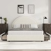 Modern Boucle Upholstered Platform Bed Frame with 2 Storage Drawers - Rounded Headboard - 3 of 4