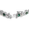 .925 Sterling Silver Created Emerald and Diamond Twist S Link Bracelet - 2 of 4