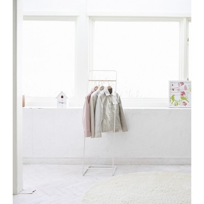 White Steel Minimalist Freestanding Coat Rack with Umbrella Stand