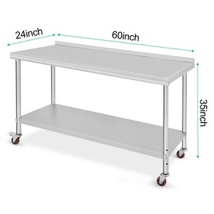 Stainless Steel Prep Table, 48 x 24 Inch Commercial Kitchen Prep & Work Table with Adjustable Under Shelf, Metal Workbench, with Backsplash - 1 of 4