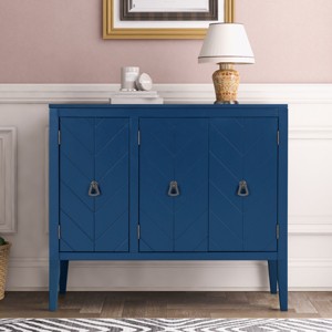 3-Door Storage Cabinet with Adjustable Shelf and Retro Handles,Accent Sideboard with Pine Legs-The Pop Home - 1 of 4