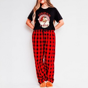 Simply Sage Market Women's Christmas Vibes Santa Checkered Pajama Set - 1 of 4