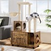 Yaheetech Wooden Litter Box Enclosure with Cat Tree Tower - 2 of 4