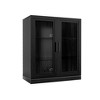Black Wood Grain Storage Cabinet with Double Glass Doors, Decorative Storage Cabinet - 4 of 4