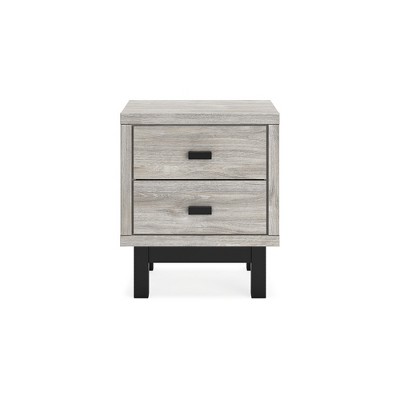 Contemporary Black and Gray 2-Drawer Nightstand with Matte Handles