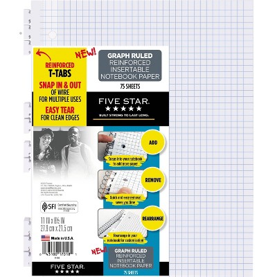 75ct Loose Leaf Filler Paper Quad Ruled - Five Star