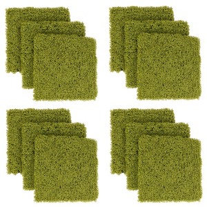 Costway 12 PCS Faux Green Moss Panels withInsertable Branches Stable X-shaped structure Ligth Green/Dark Green - 1 of 4