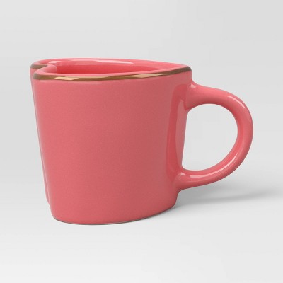 15.5 fl oz Stoneware Figural Heart Mug Pink with Gold Rim - Threshold™