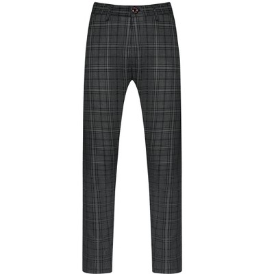 Lars Amadeus Men's Regular Fit Flat Front Business Checked Pattern ...