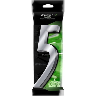 Wrigley's 5 Spearmint Rain Sugarfree Gum Multipack - 3pk