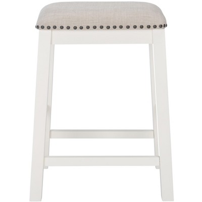 Aero White Wood Counter Stools with Nailhead Trim, Set of 2