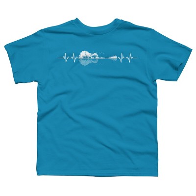 Boy's Design By Humans Nature Guitar Heart Beat By Maryedenoa T-Shirt