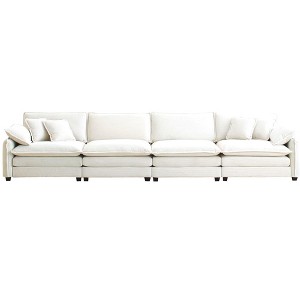 NicBex 150.38 Inch Corduroy 4-Seater Sofa with 2 Arm Pillows and 4 Throw Pillows for Living Room,Apartment,Bedroom - 1 of 4