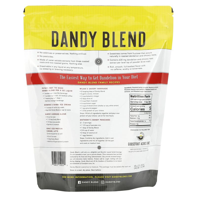 Dandy Blend Instant Herbal Beverage with Dandelion, Caffeine Free, 14.1 oz (400 g), 2 of 3