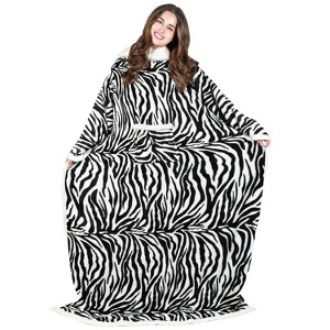 Catalonia Women Wearable Flannel Blanket with Front Pocket, Super Warm Soft Fuzzy Fleece Blanket Robe TV Wrap, Cozy Winter Gift for Woman Wife Man - 1 of 4