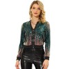 INSPIRE CHIC Women's Sequin Long Sleeve Zipper Front Sparkle Bomber Jackets - 2 of 4