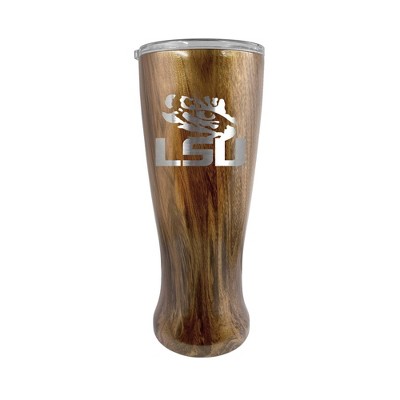 NCAA LSU Tigers 20oz Woodgrain Stainless Steel Pilsner Glass