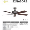 Concord Fans Nautika 52" Ceiling Fan Oil Rubbed Bronze with Weathered Bronze Blades for Wet Locations - 2 of 4