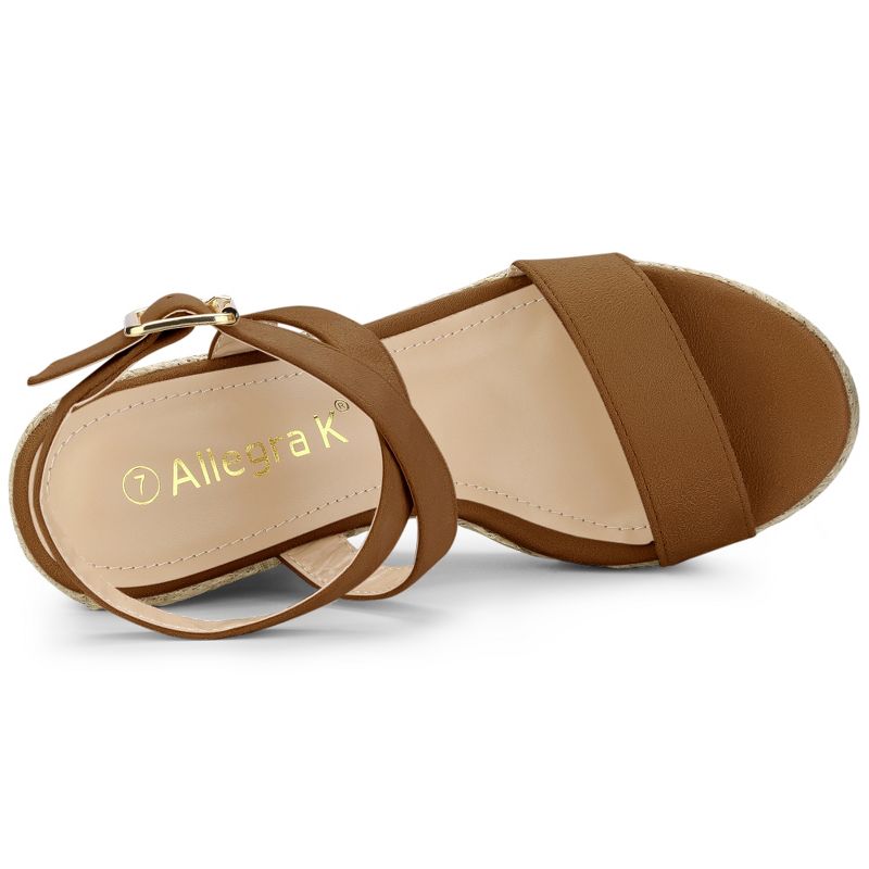 Allegra K Women's Slingback Crisscross Espadrille Wedges Heel Sandals, 4 of 7