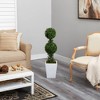 3.5" Indoor/Outdoor Boxwood Double Ball Topiary Artificial Tree in Metal Planter White/Green - Nearly Natural - 3 of 4
