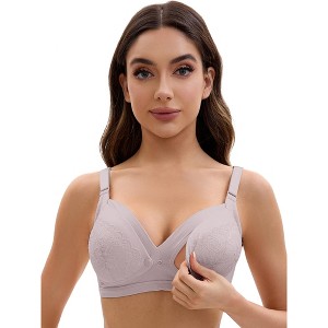 INSPIRE CHIC Women's Nursing Bra Lace Front Closure Adjustable Straps Pumping Maternity Underwear - 1 of 4