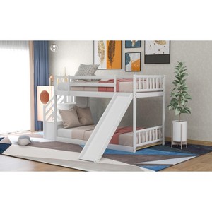 NicBex Twin over Twin Bunk Bed with Guardrail and Convertible Slide,Loft Bed with Ladder and Storage Shelves,Noise Reduced Bunk Beds for Bedroom - 1 of 4