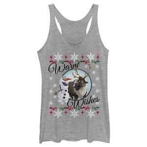 Women's Frozen Christmas Warm Wishes Racerback Tank Top - 1 of 3
