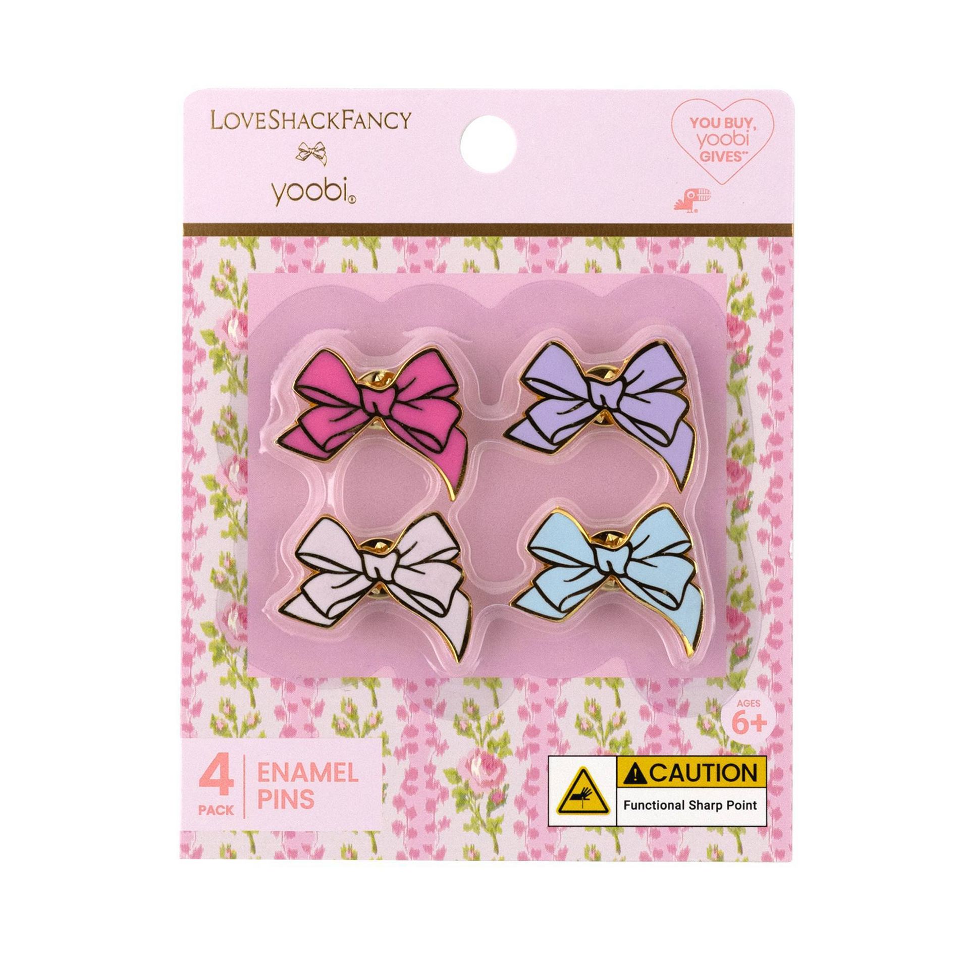 LoveShackFancy x Target - Yoobi 4pk Enamel Pins Bows