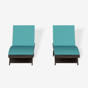 WestinTrends All Weather Wicker Outdoor Patio Chaise Lounge with Cushion (Set of 2) - 1 of 3