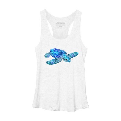 Women's Design By Humans Blue And Green Watercolor Sea Turtle By Maryedenoa Racerback Tank Top