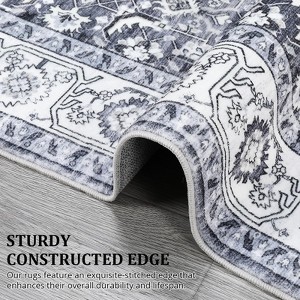 Washable Rugs for Living Room Vintage Boho Light Blue Rug for Office Dining Room Kids Room and Farmhouse Durable Low Pile Non-Slip Area Rug - 1 of 4