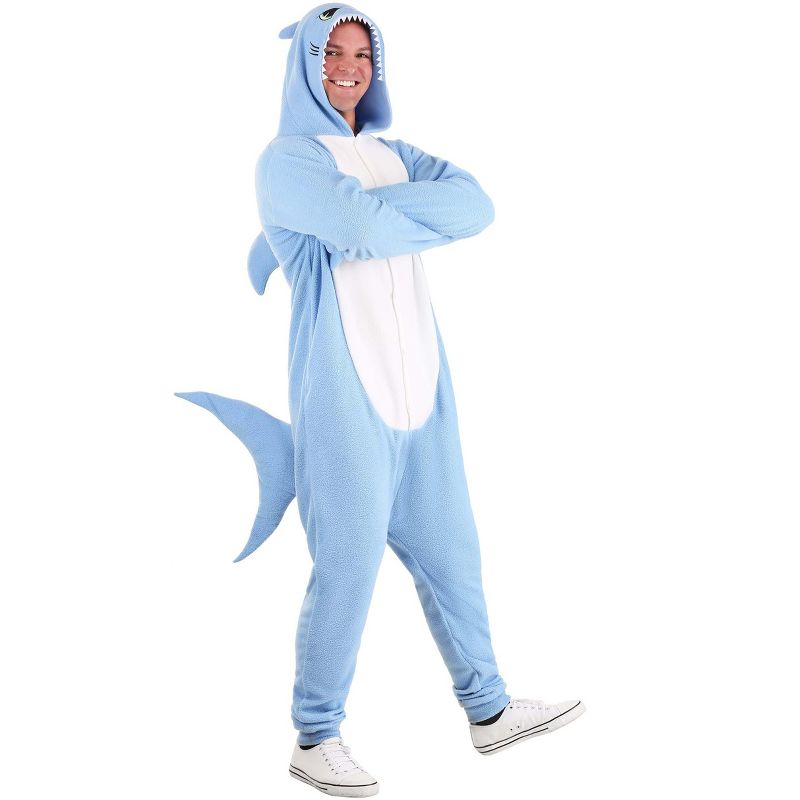 HalloweenCostumes.com One Size Fits Most   Comfy Shark Adult's Costume, White/Blue, 1 of 10