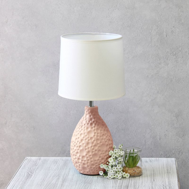 Textured Stucco Ceramic Oval Table Lamp - Simple Designs, 3 of 7