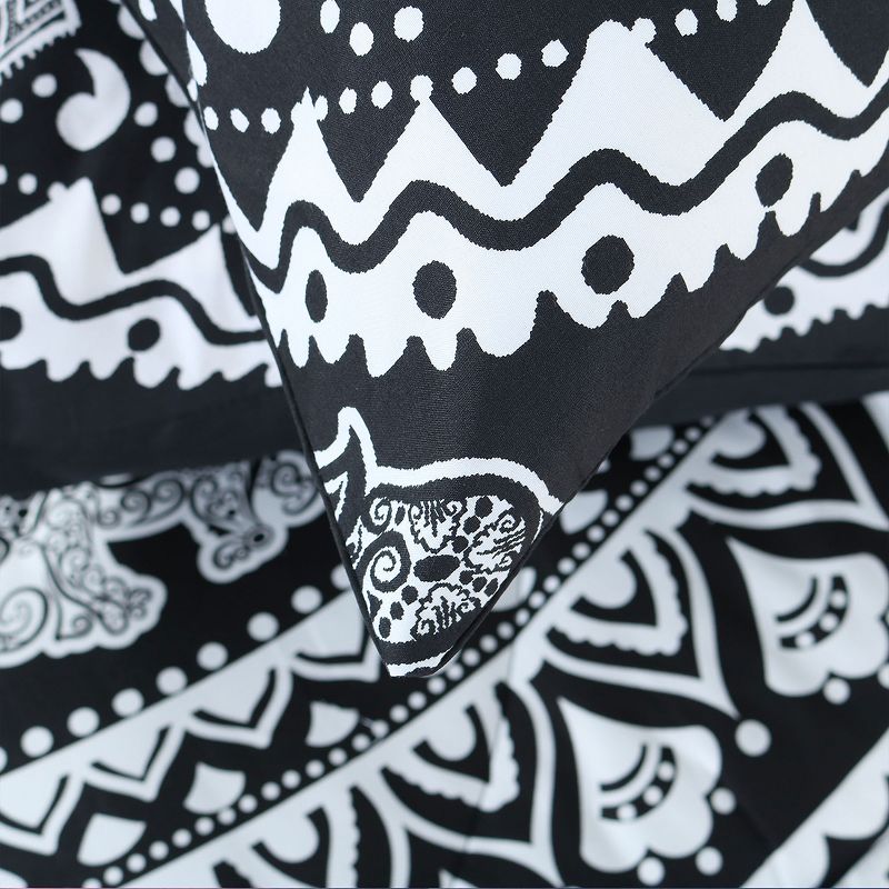PiccoCasa Bohemian Black Comforter Sets 3D Printed Themed Reversible Design 3 Pcs, 5 of 9
