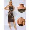 INSPIRE CHIC Women's Cowl Neck Spaghetti Adjustable Strap Ruched Side Slit Midi Dress - 2 of 4