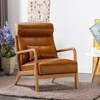 Bestier Mid-Century Accent Chair Set of 2 with Wood Frame, PU Leather Living Room Chair with Pillow & Waist Cushion, Reading Armchair for Bedroom - 3 of 4